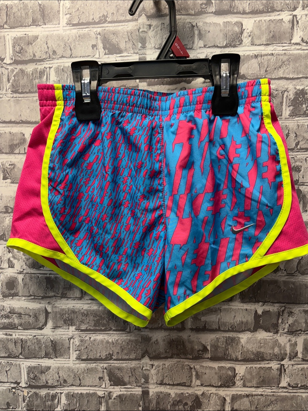 Nike girls Blue, Pink & Neon Yellow Athletic Running Shorts